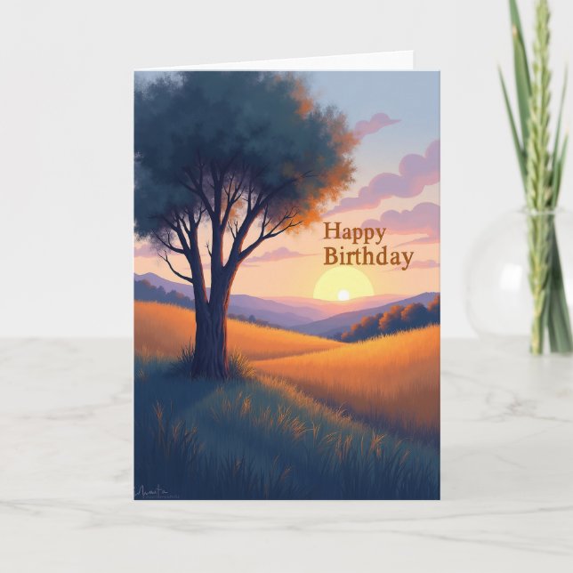 Warm Sunset Birthday Card (Front)