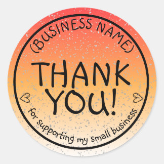 Warm Sunset Glitter Thank You Small Business Classic Round Sticker