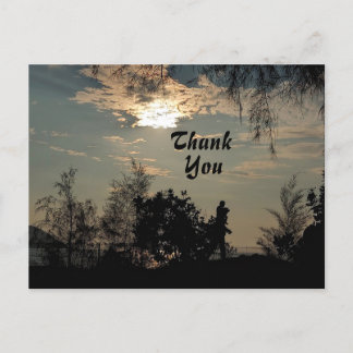 Warm Sunset Scenery Trees Thank You Postcard