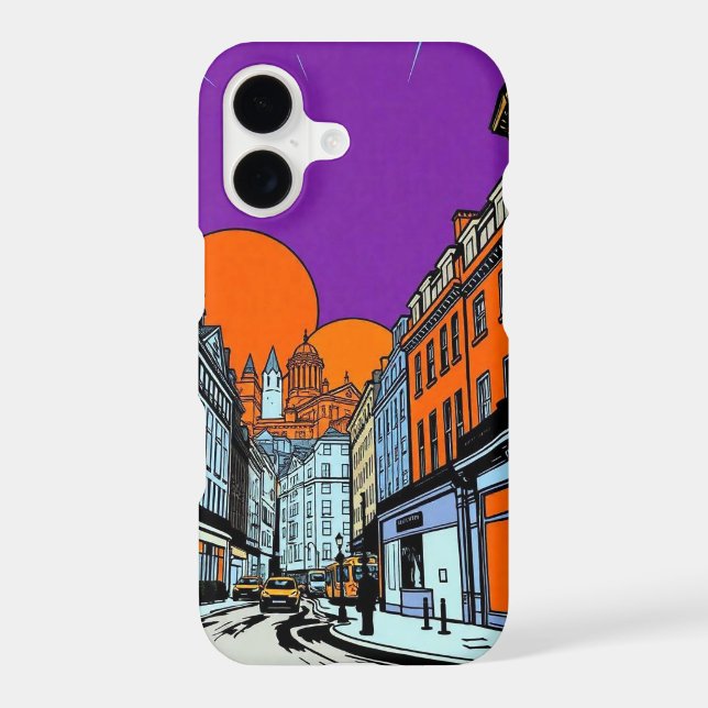 Warm Sunset Urban Streetscape Pop Art iPhone 17  (Back)