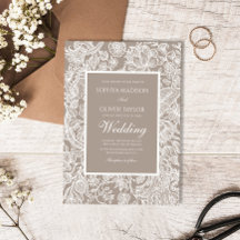 Warm Taupe Beige   Line Art Wildflower