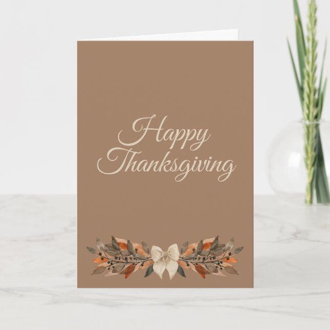 Warm Taupe “Happy Thanksgiving”  Card (Front)
