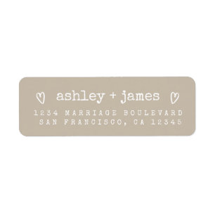 Warm Taupe Heart Couple Return Address