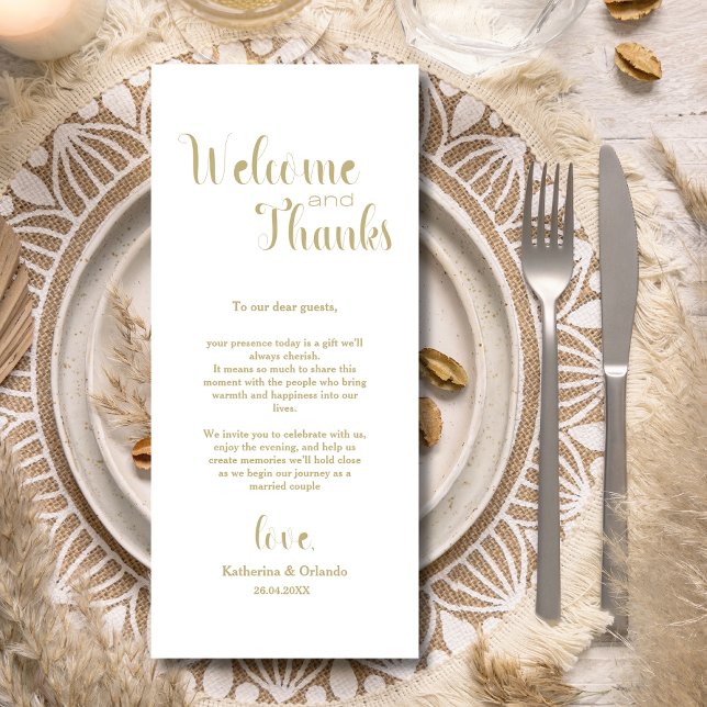 Warm Taupe Welcome & Thanks Place Setting Cards (Creator Uploaded)