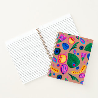 Warm Terracotta Abstract Boho Floral Pattern Notebook