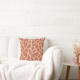 Warm Terracotta Apricot Giraffe Spot Animal Print Cushion