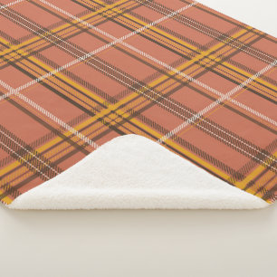 Warm Terracotta Mustard Plaid Aesthetic Sherpa Blanket