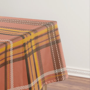 Warm Terracotta Mustard Plaid Aesthetic Tablecloth