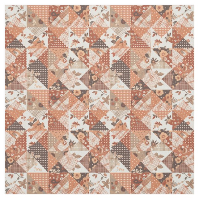Warm Terracotta Patchwork Fall Autumn Quilt Fabric (Swatch)