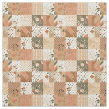 Warm Terracotta Peach Patchwork Quilt Fall