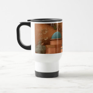 Warm Terracotta & Teal Minimalist Architecture Travel Mug