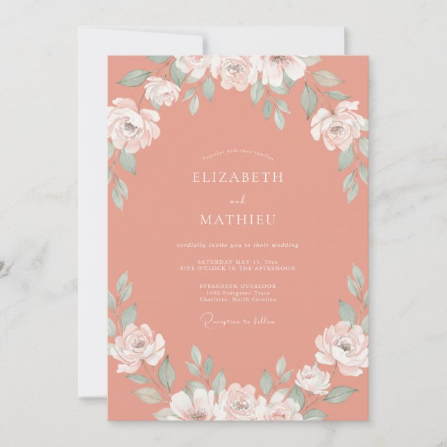 Warm Terracotta Watercolor Wedding Invitation (Front)
