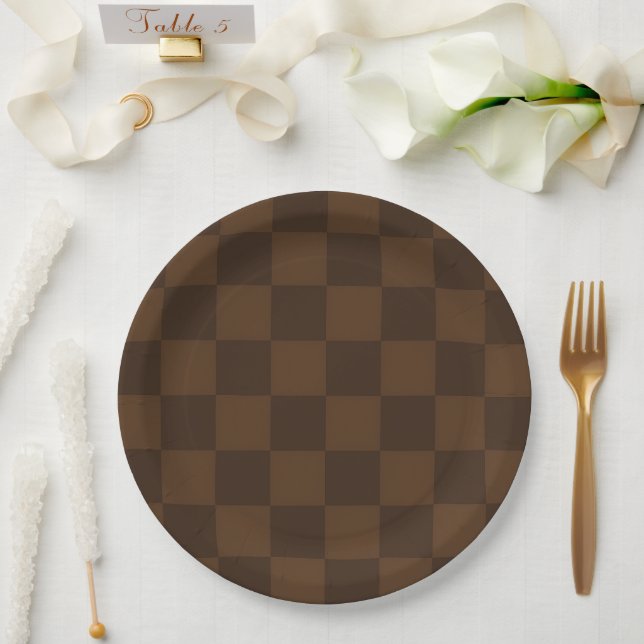 Warm Timeless Rich Brown and Dark Brown Earthy  Paper Plate (Wedding)