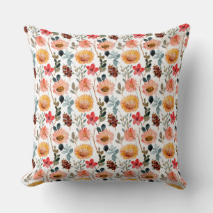 Warm Tone Floral Repeat Pattern Art Cushion