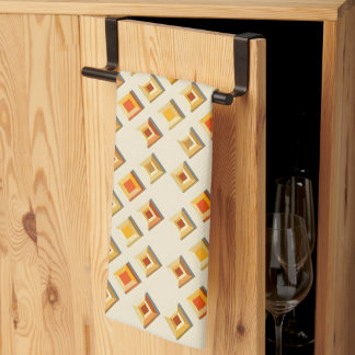 Warm toned embossed geometric diamond pattern tea towel
