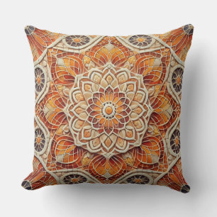 Warm-toned Mandala Art Cushion