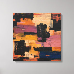 Warm Tones Abstract Geometric Expressionism Wall D Canvas Print