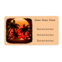 Warm Topical Sunset and Palm Trees Adress Label