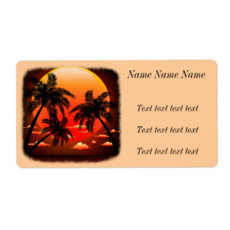 Warm Topical Sunset and Palm Trees Adress Label