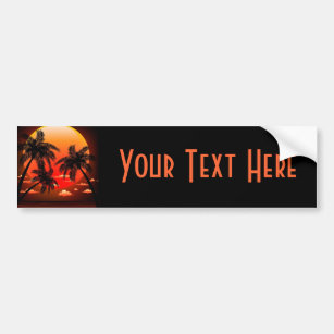 Warm Topical Sunset and Palm Trees bumper Sticker