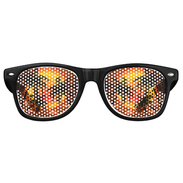 Warm Topical Sunset and Palm Trees Retro Sunglasses (Front)
