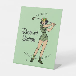 Warm Up for Golfing Personal Lady Golfer Green Pedestal Sign