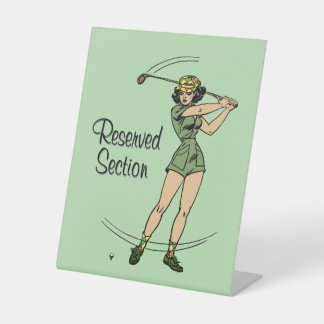 Warm Up for Golfing Personal Lady Golfer Green Pedestal Sign