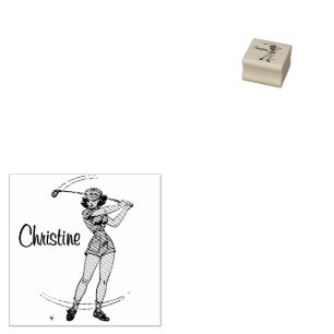 Warm Up for Golfing Personal Lady Golfer   Rubber Stamp