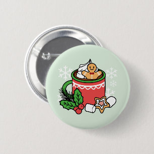 Warm Up with Snow Fall Cocoa Calls - Winter Drink 6 Cm Round Badge