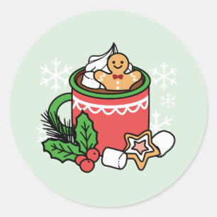 Warm Up with Snow Fall Cocoa Calls - Winter Drink Classic Round Sticker