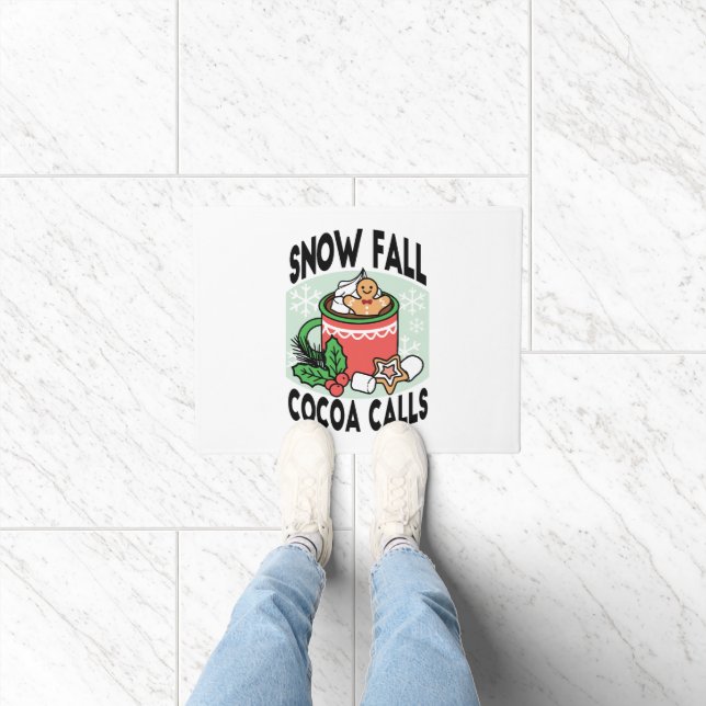 Warm Up with Snow Fall Cocoa Calls - Winter Drink Doormat (Indoor)