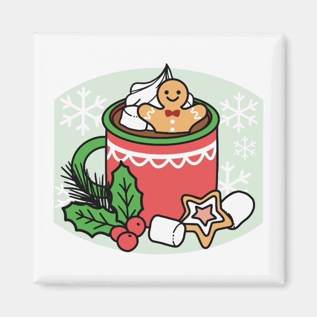 Warm Up with Snow Fall Cocoa Calls - Winter Drink Magnet (Front)