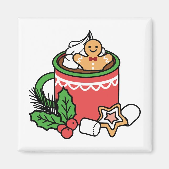 Warm Up with Snow Fall Cocoa Calls - Winter Drink Magnet (Front)