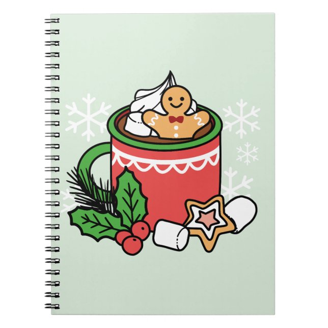 Warm Up with Snow Fall Cocoa Calls - Winter Drink Notebook (Front)