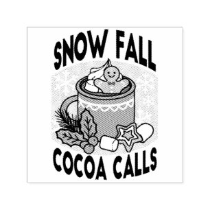 Warm Up with Snow Fall Cocoa Calls - Winter Drink Self-inking Stamp