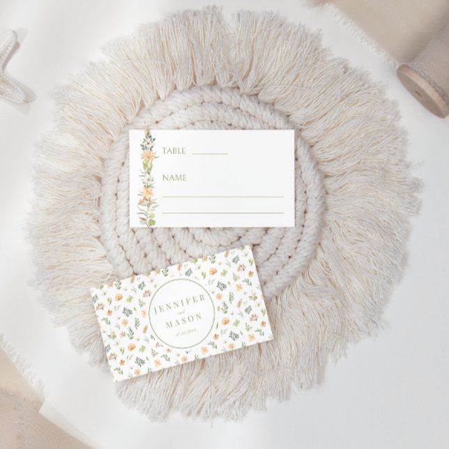 Warm vanilla wildflower wedding Flat Place Card (Creator Uploaded)