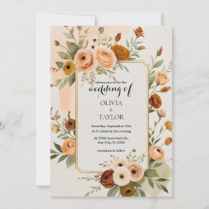 Warm Vintage Floral Wedding Invitation