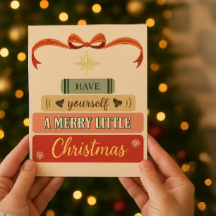 Warm Vintage-Inspired Christmas Card with Red Bow 