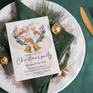 Warm watercolor holiday Christmas party invitation