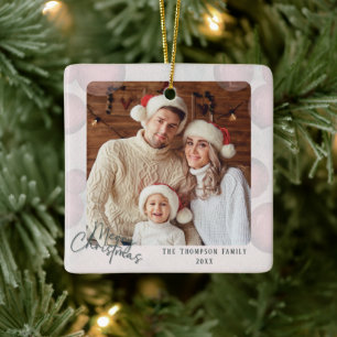 Warm watercolor holiday Christmas party invitation Ceramic Ornament