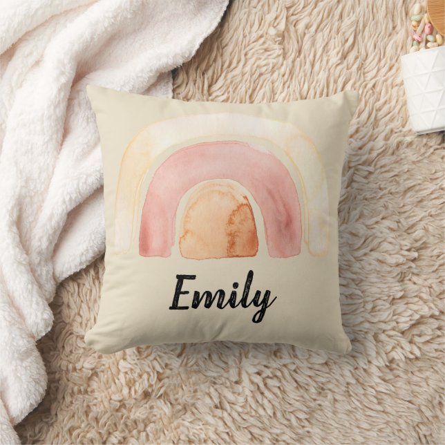 Warm Watercolor Rainbow Boho Cushion (Blanket)
