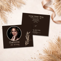 Warm Watercolor RoseGold Leaf Photo 21st Birthday