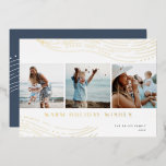 Warm Wave | 3 Photo Collage<br><div class="desc">Send holiday greetings in chic style with these elegant and modern photo collage cards featuring three square photos aligned side by side and adorned with line-drawn gold foil embellishments at the top and bottom. "Warm Holiday Wishes" appears beneath in modern gold foil lettering, with your family name and the year...</div>