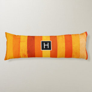 Warm Weathered Orange Red Stripes Monogram Body Cushion