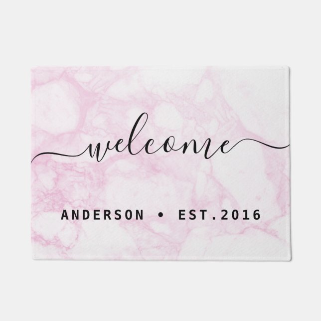 Warm Welcome | Modern Calligraphy Personalised Doormat (Front)