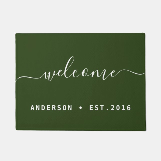 Warm Welcome | Modern Calligraphy Personalised Doormat (Front)
