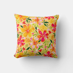 Warm Wendy Watercolor Floral-Yellow Cushion
