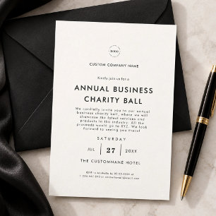 Warm White Logo Business Company Dinner Party Invitation