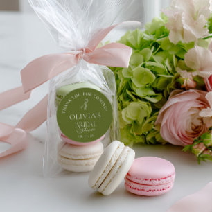 Warm White & Sage Green Bridal Shower Favour Classic Round Sticker