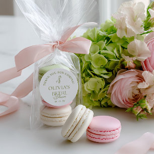 Warm White & Sage Green Bridal Shower Favour Classic Round Sticker